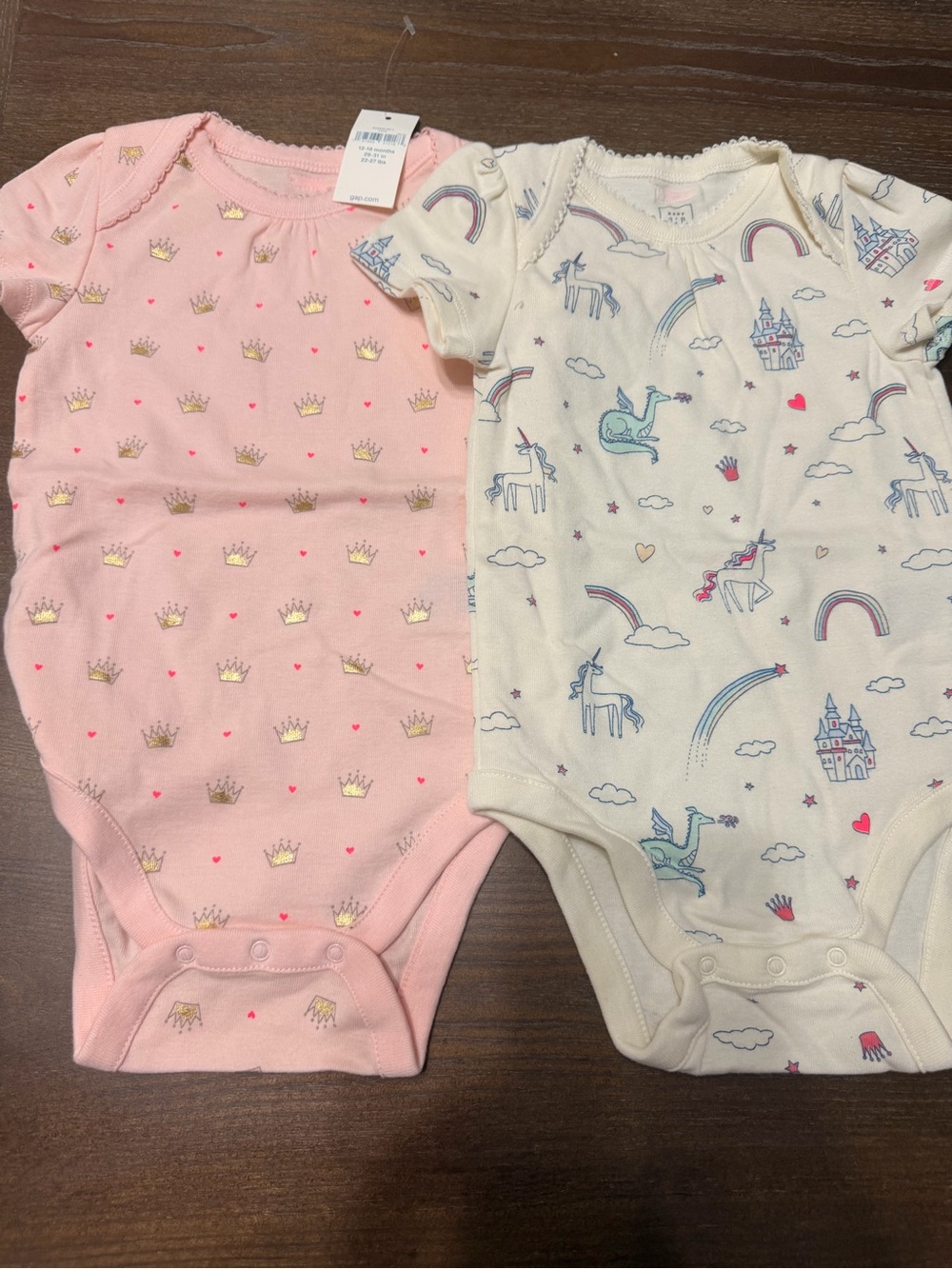 Baby Girl Pink Crown & Unicorn Rainbow Bodysuits (2-Pack) Baby Gap Leggings
